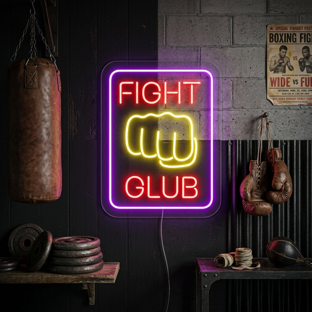 "Club De Combat, Fight Club" Enseigne Lumineuse en Néon