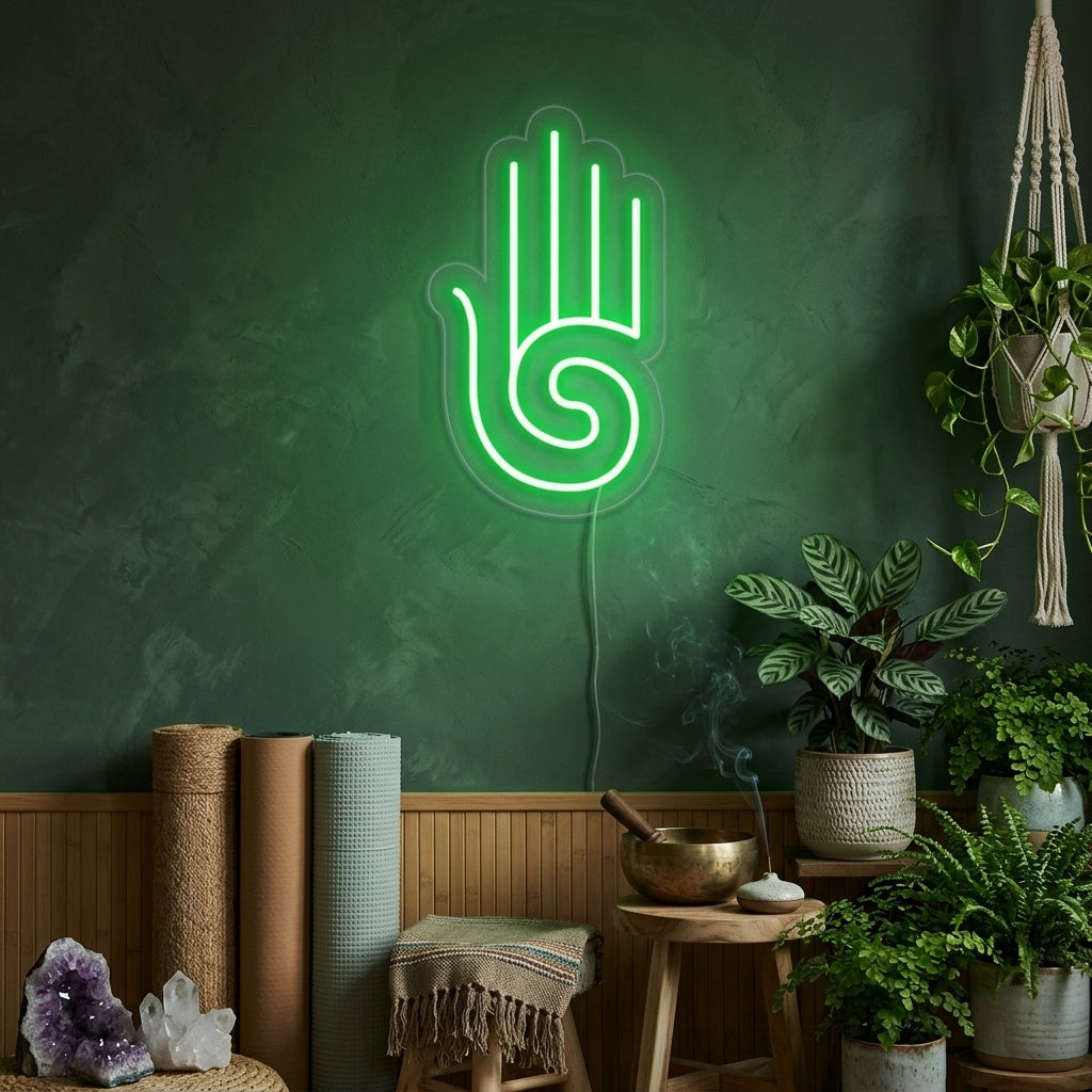 "Hamsa Yoga, Décoration Yoga" Enseigne Lumineuse en Néon