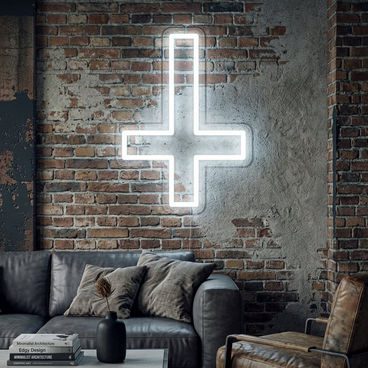 "Croix Chrétienne De Saint Pierre" Enseigne Lumineuse en Néon