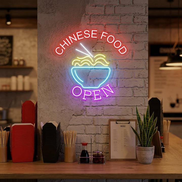 "Chinese Food Open, Nouilles" Lumineuse en Néon