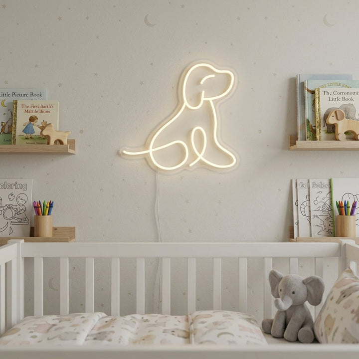 "Chiot, Décoration De Chambre D'Enfant" Enseigne Lumineuse en Néon