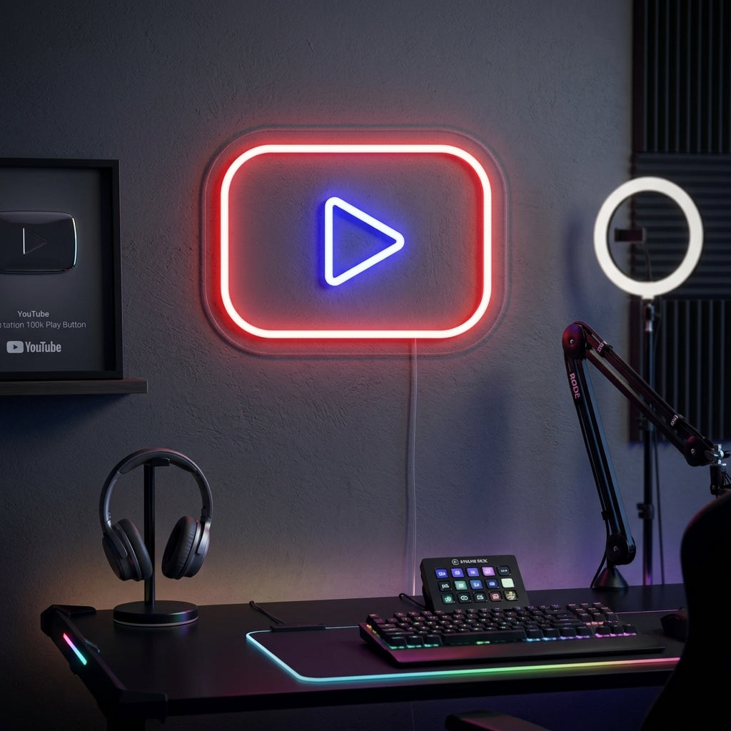 "Logo Youtube" Enseigne Lumineuse en Néon