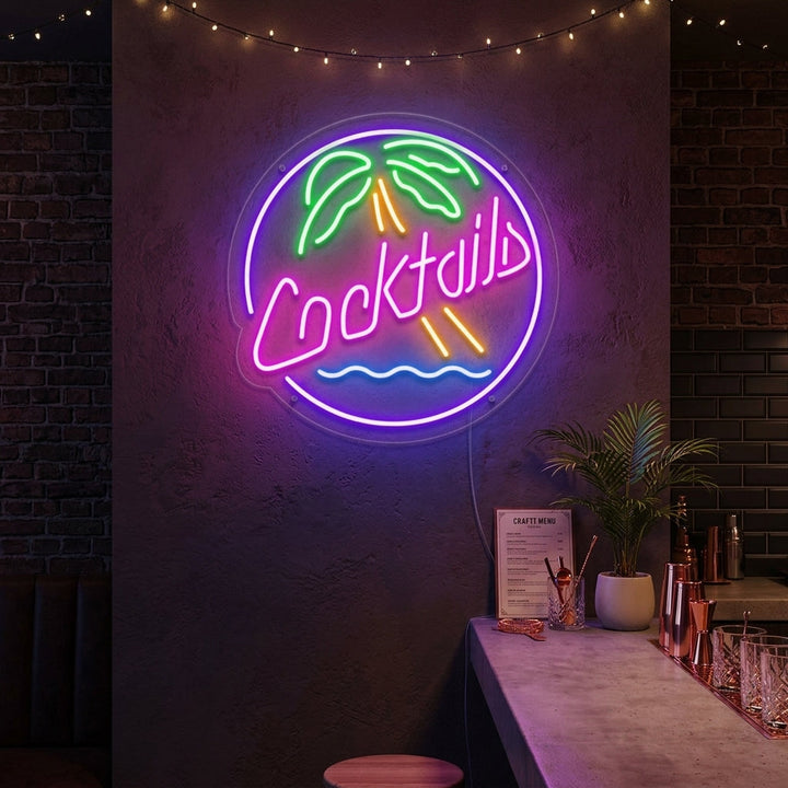 "Cocktails, Bière" Enseigne Lumineuse en Néon