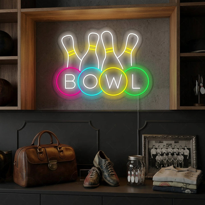 "Logo d'un magasin de bowling" Enseigne néon
