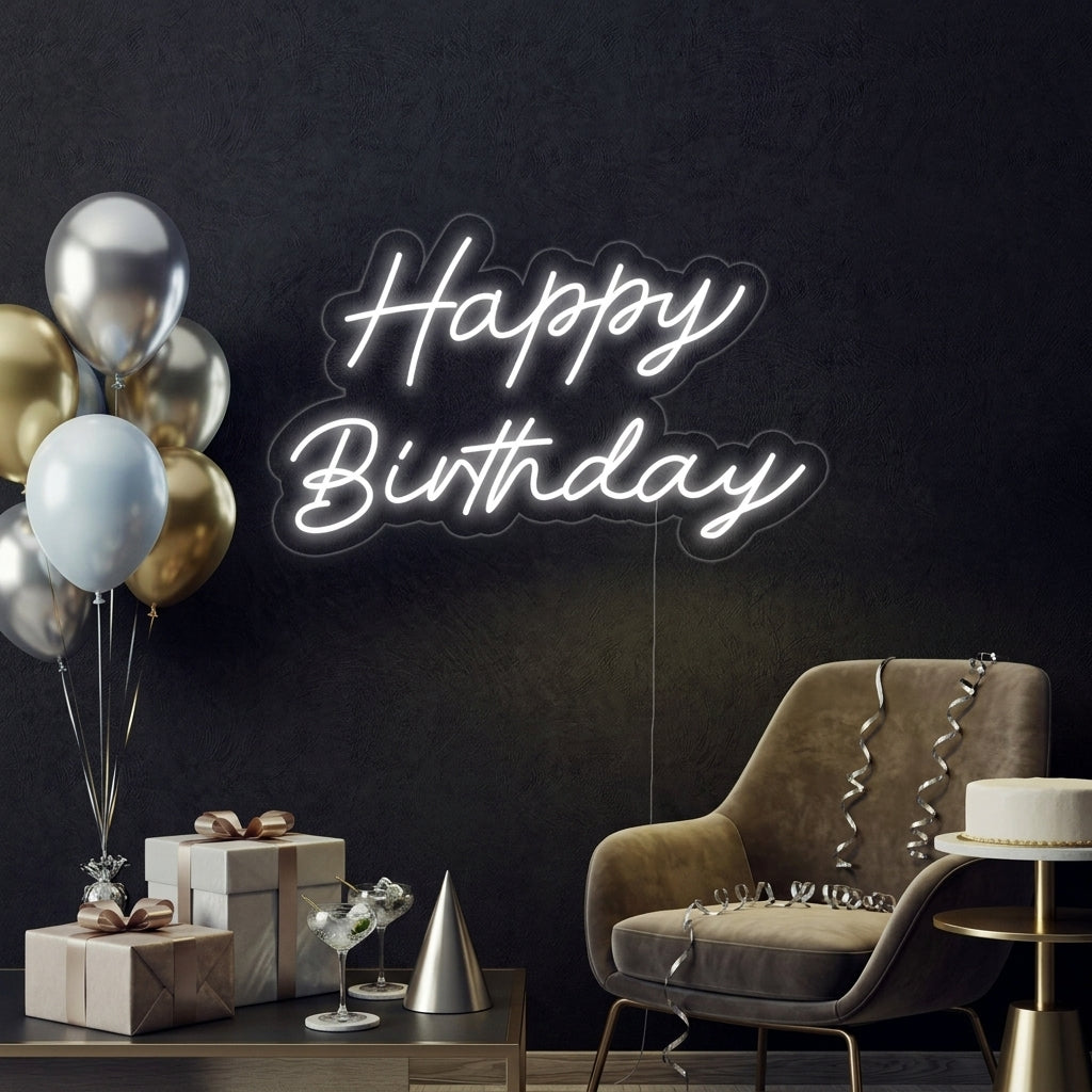 "Happy Birthday" Enseigne Lumineuse en Néon
