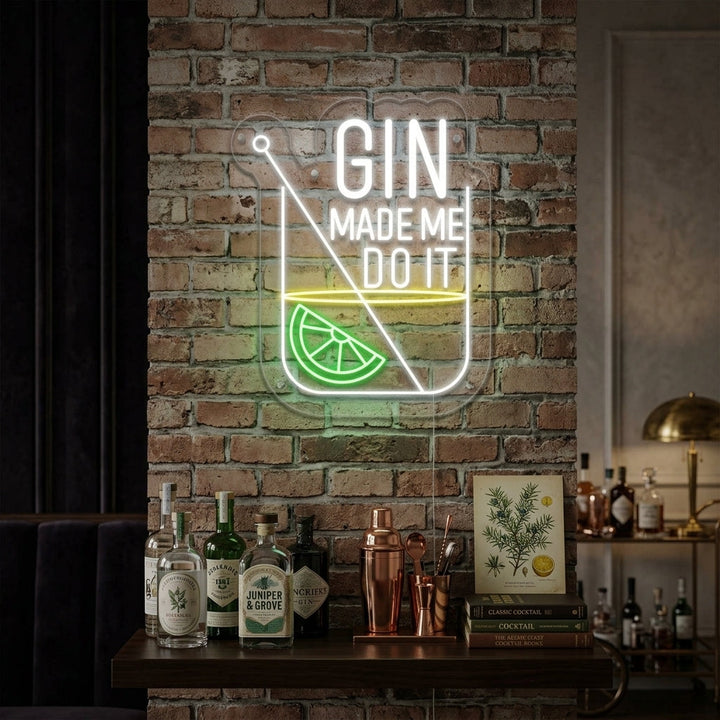 "Gin Made Me Do it Bar" Lumineuse en Néon