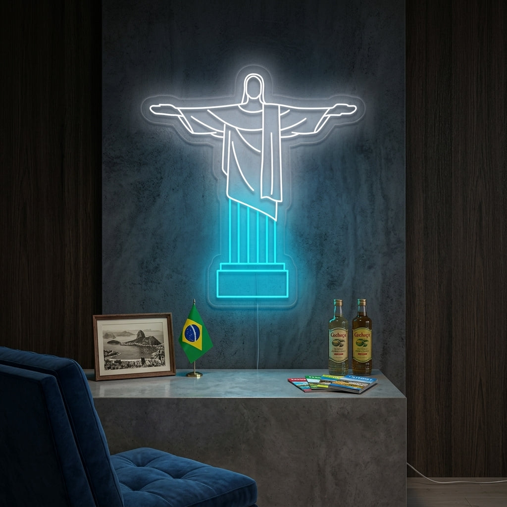 "Christ Rédempteur Au Brésil" Enseigne Lumineuse en Néon