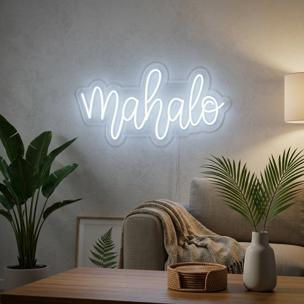 "Mahalo Hawaiian Merci." Enseigne Lumineuse en Néon
