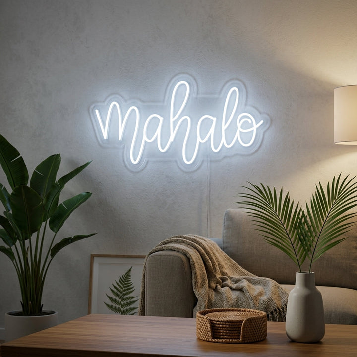 "Mahalo Hawaiian Merci." Enseigne Lumineuse en Néon