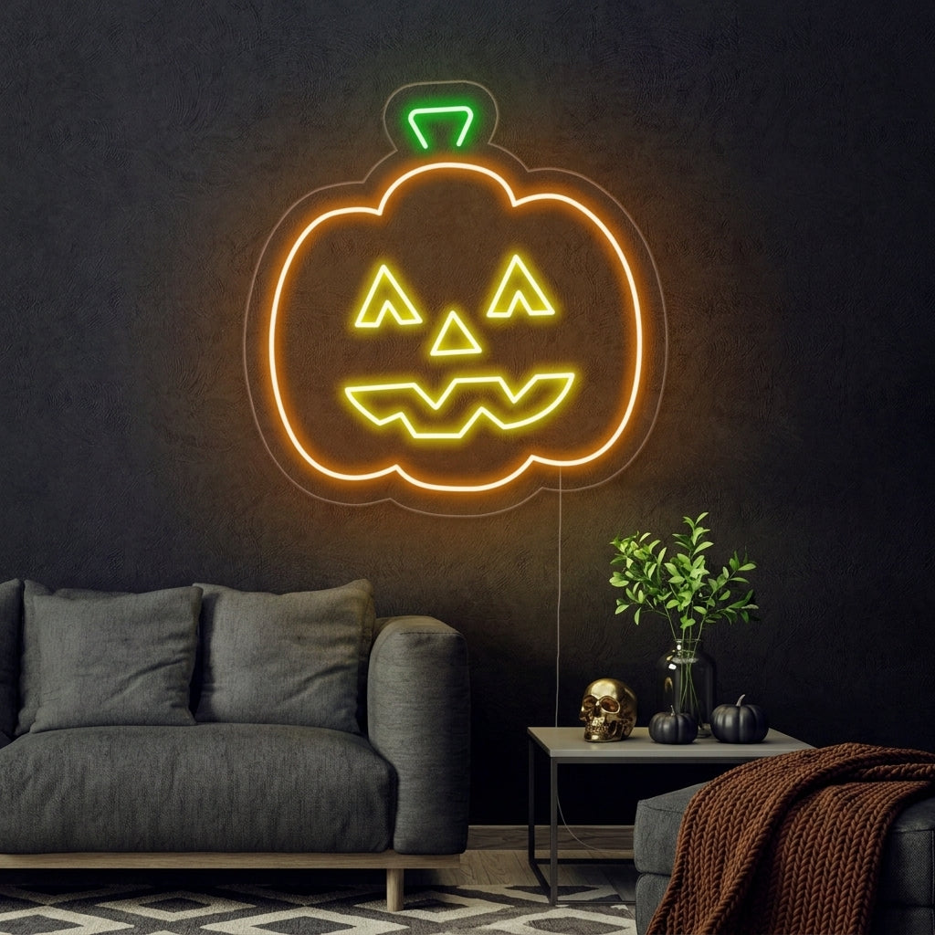 "Citrouille D'Halloween" Enseigne Lumineuse en Néon