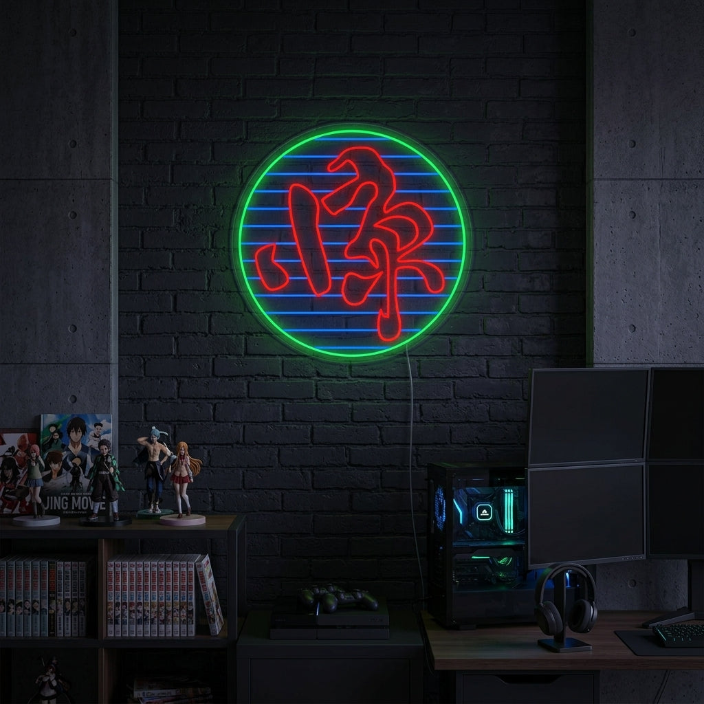 "Symbole Kanji Film Jing" Enseigne Lumineuse en Néon