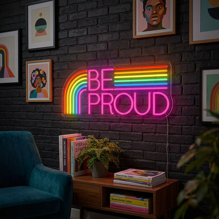 "LGBT Be Proud, Arc-en-ciel" Lumineuse en Néon