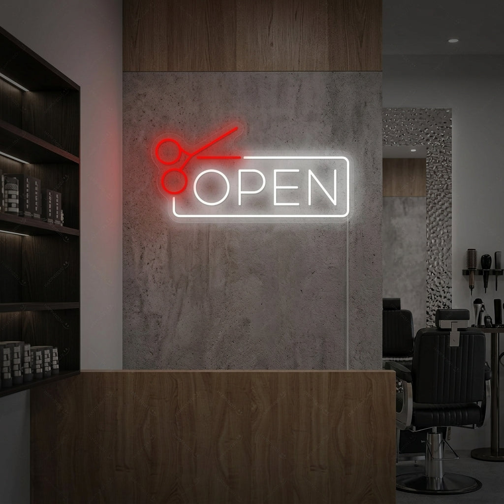 "Barbershop open" Enseigne néon
