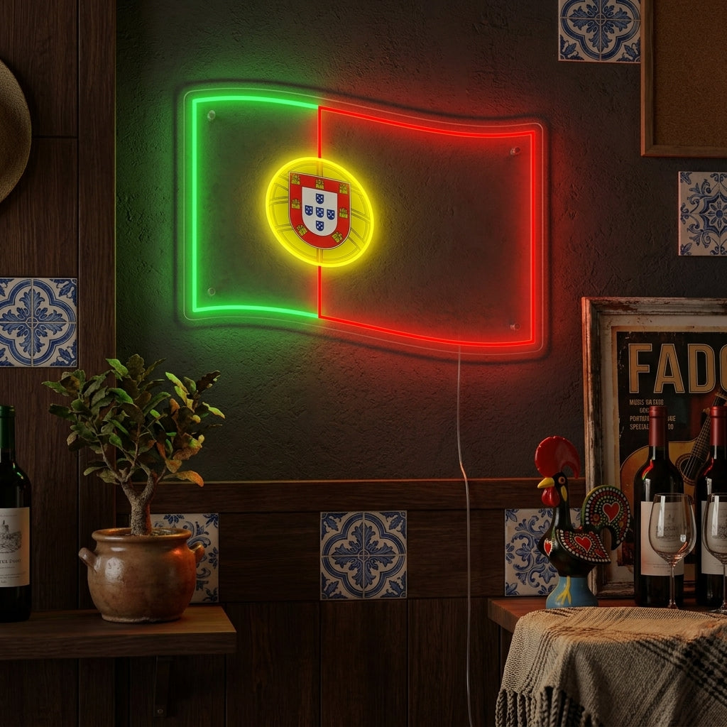 "Drapeau Du Portugal" Enseigne Lumineuse en Néon