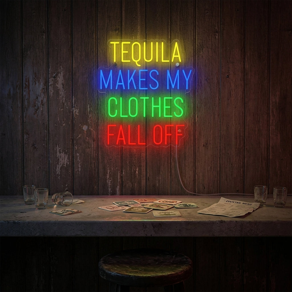 "Tequila Makes My Clothes Fall Off" Enseigne néon