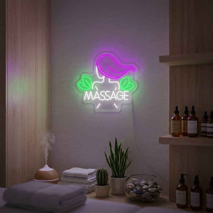 "Salon De Beauté Avec Massage Thaïlandais" Enseigne Lumineuse en Néon