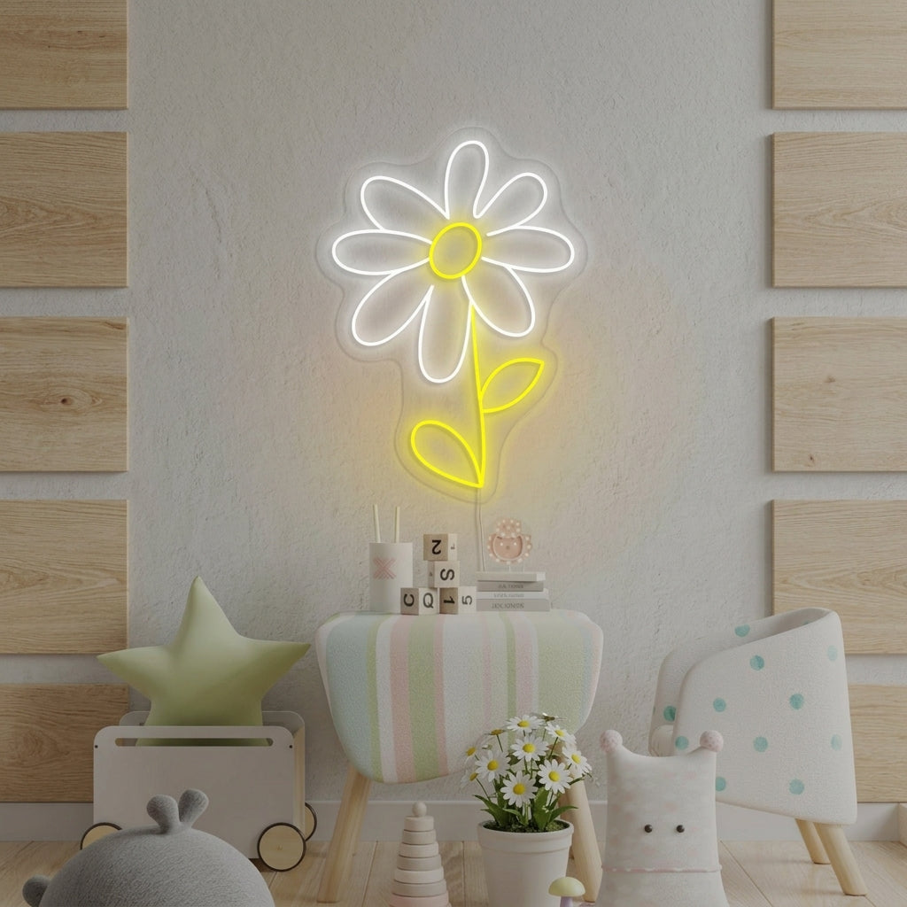 "Marguerite, Chambre D'Enfant" Enseigne Lumineuse en Néon