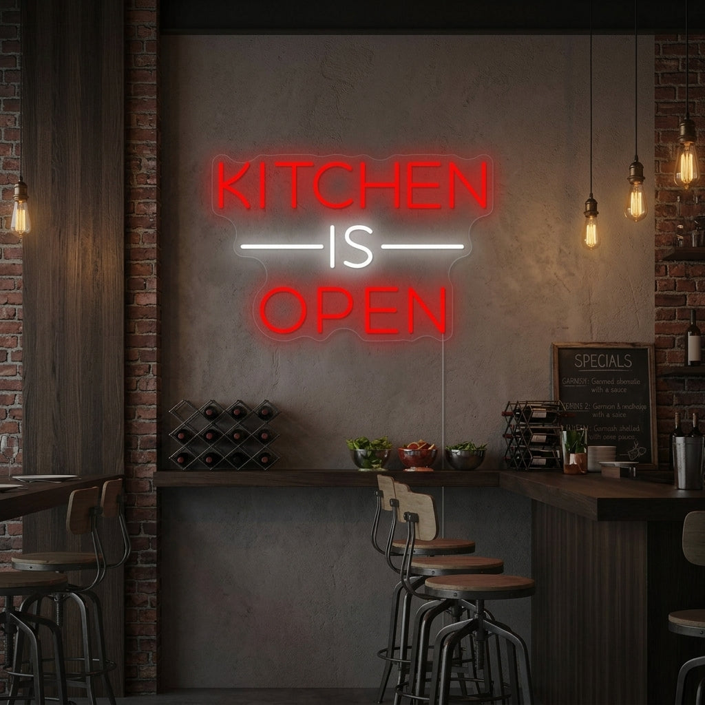 "Kitchen Is Open" Enseigne néon