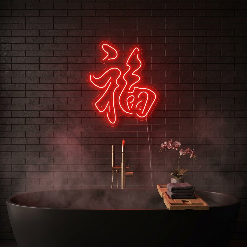 "Élément Chinois Bonne Fortune" Enseigne Lumineuse en Néon