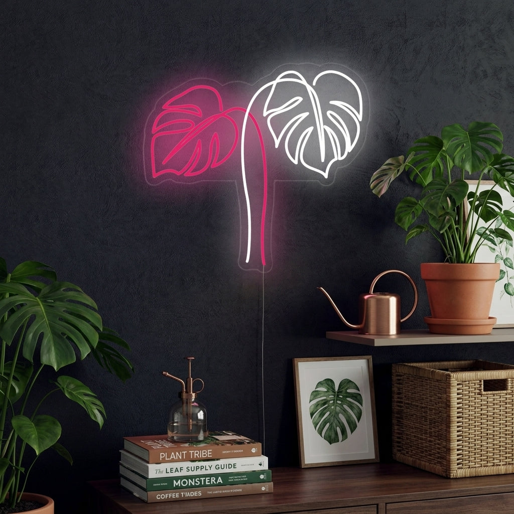 "Feuilles De Monstera" Enseigne Lumineuse en Néon