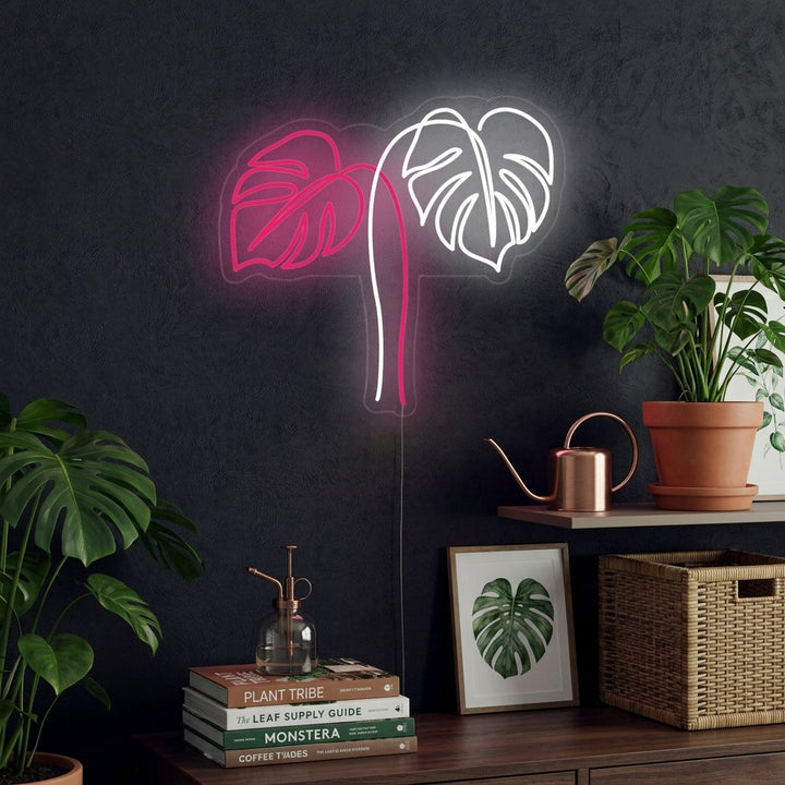 "Feuilles De Monstera" Enseigne Lumineuse en Néon