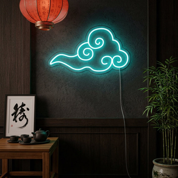 "Nuage Chanceux" Enseigne Lumineuse en Néon