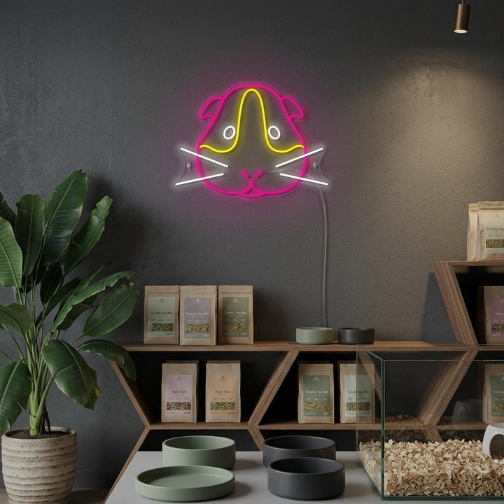 "Cochon D'Inde" Enseigne Lumineuse en Néon