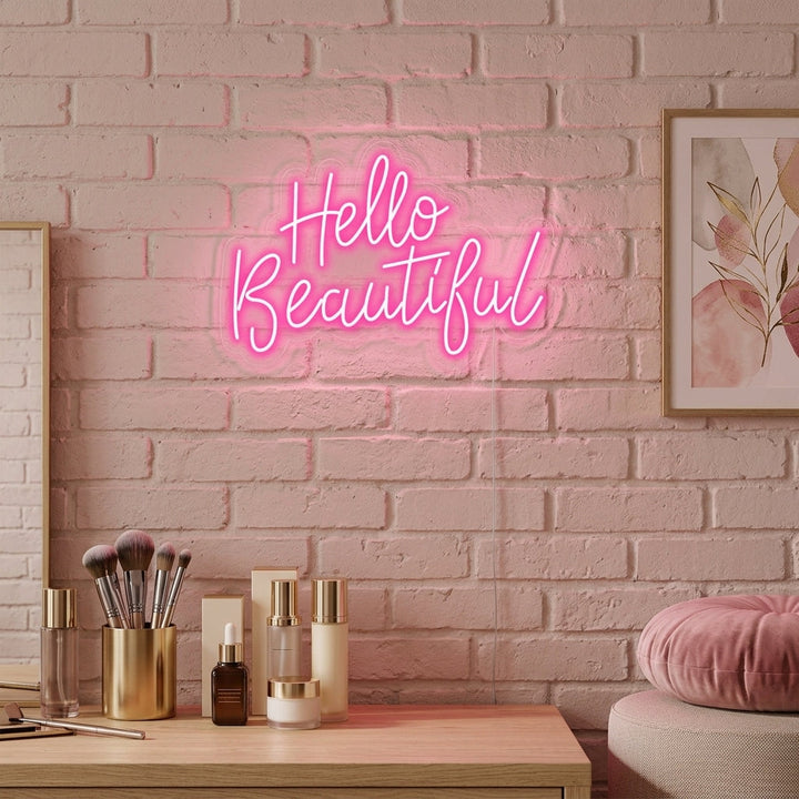 "Hello Beautiful" Enseigne Lumineuse en Néon