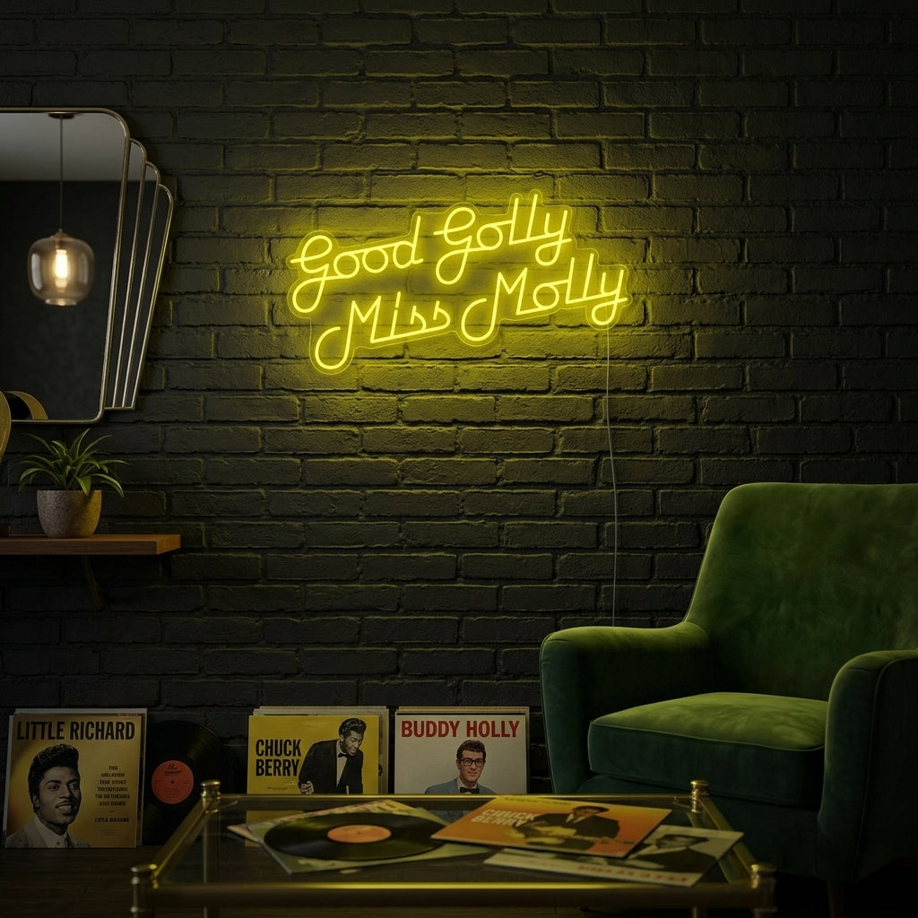 "Musique Rock Good Golly Miss Molly" Enseigne Lumineuse en Néon