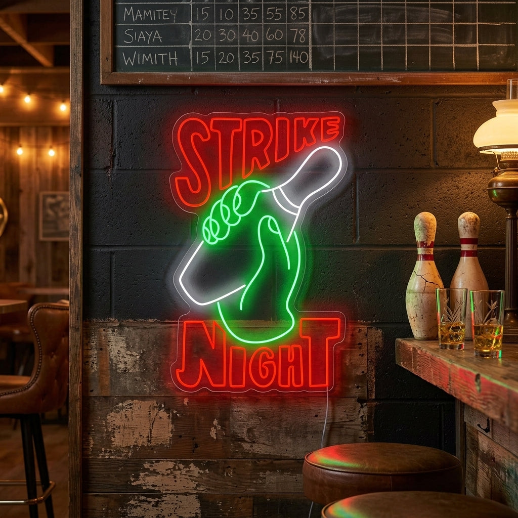 "Strike Night Bowling " Enseigne néon