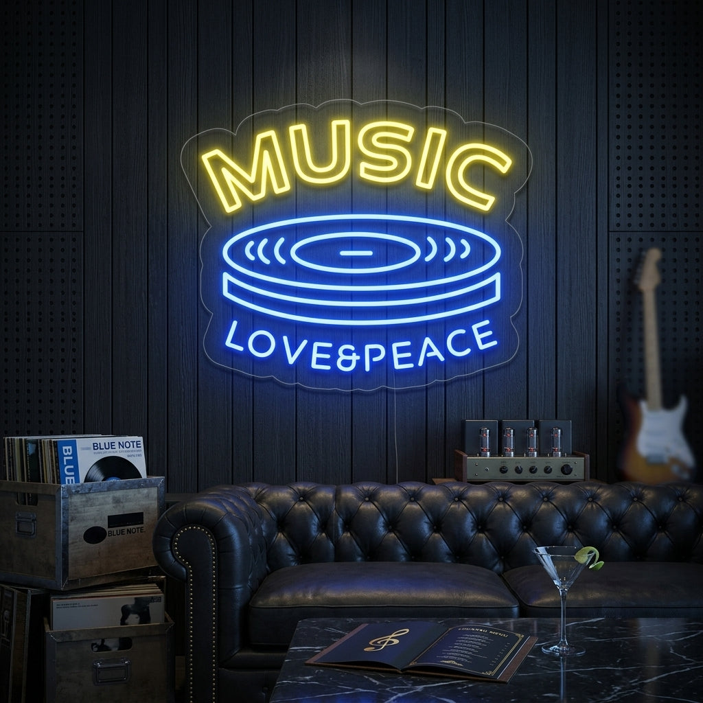 "Music Love Peace" Enseigne Lumineuse en Néon