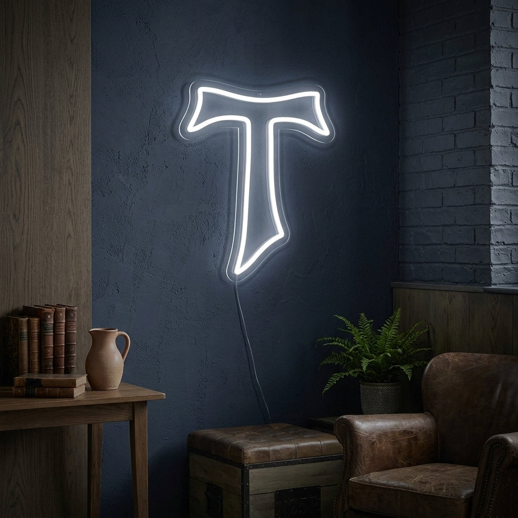 "Croix Tau" Enseigne Lumineuse en Néon