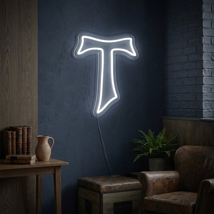 "Croix Tau" Enseigne Lumineuse en Néon