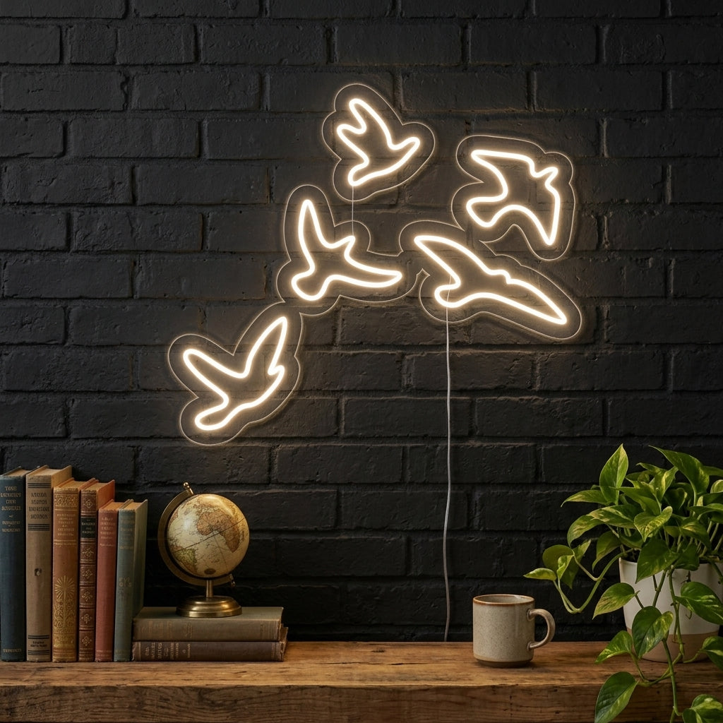 "Oiseaux" Enseigne Lumineuse en Néon