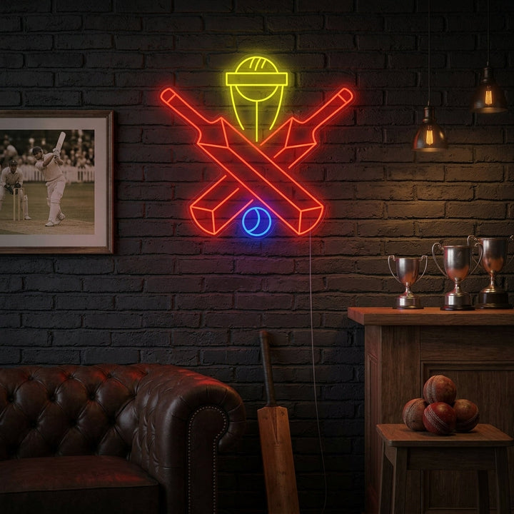 "Batte de cricket Ball Winning" Enseigne néon
