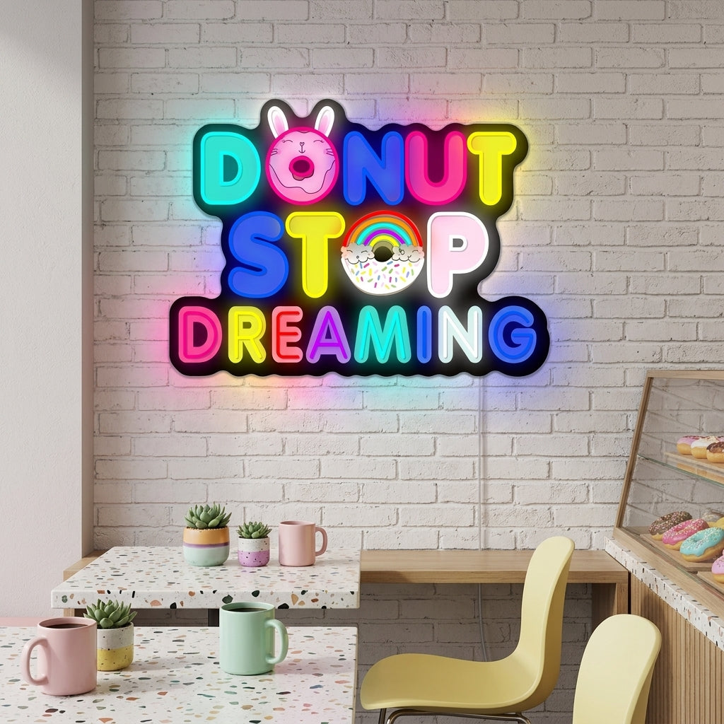 "Donut Do Not Stop Dreaming" Enseigne néon