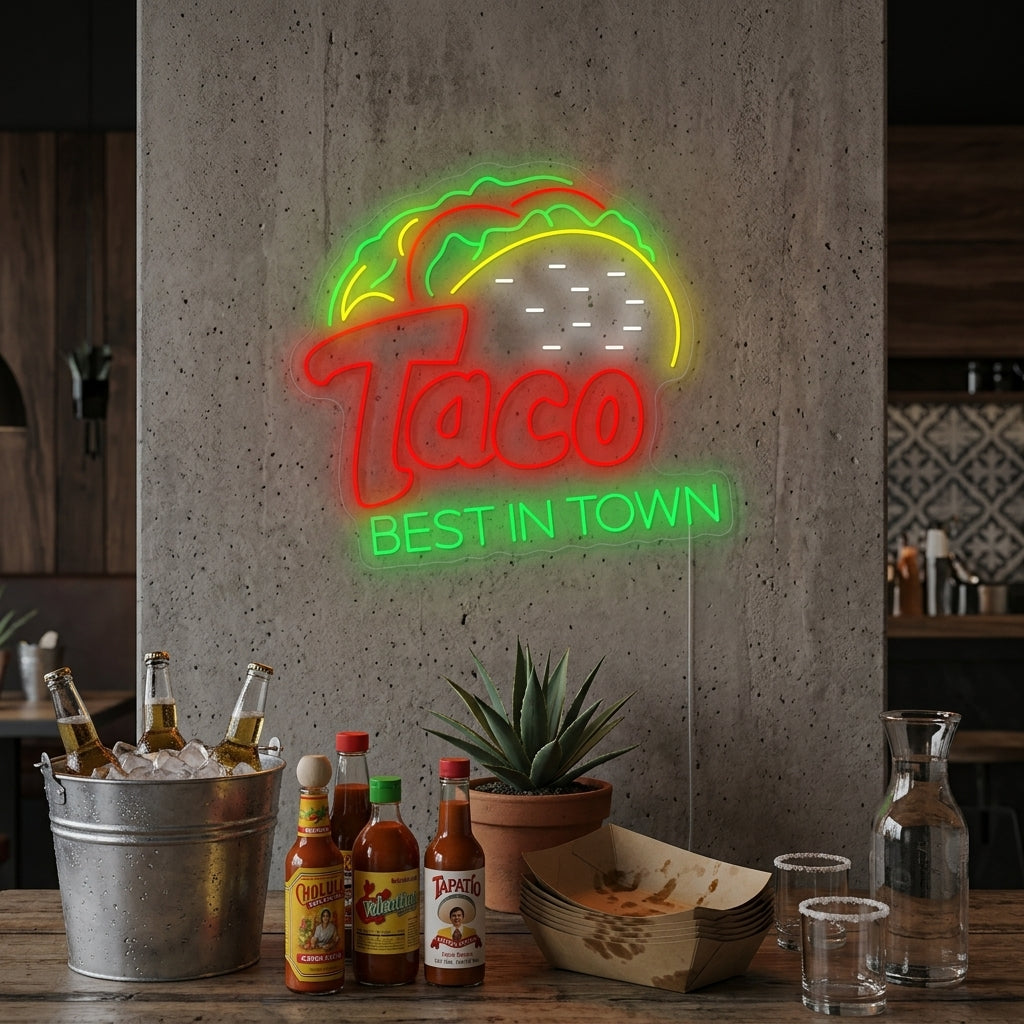 "Taco Best In Town" Enseigne néon