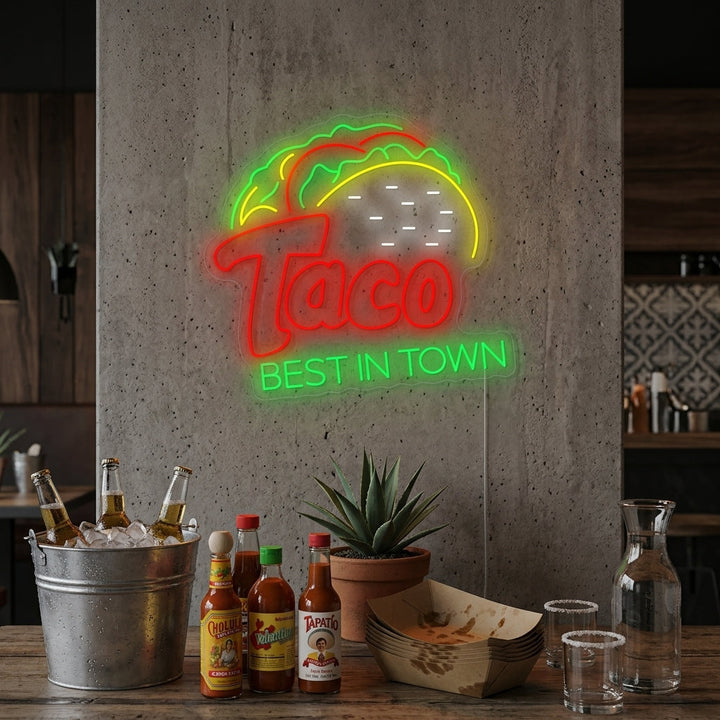 "Taco Best In Town" Enseigne néon