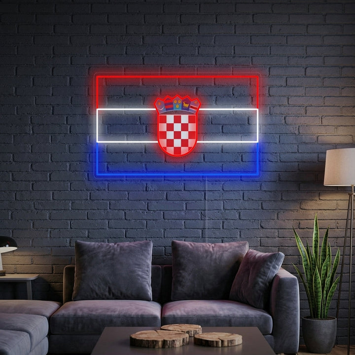 "Drapeau De La Croatie" Enseigne Lumineuse en Néon