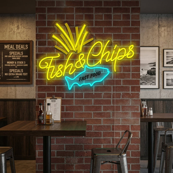"Fish & Chips" Enseigne néon