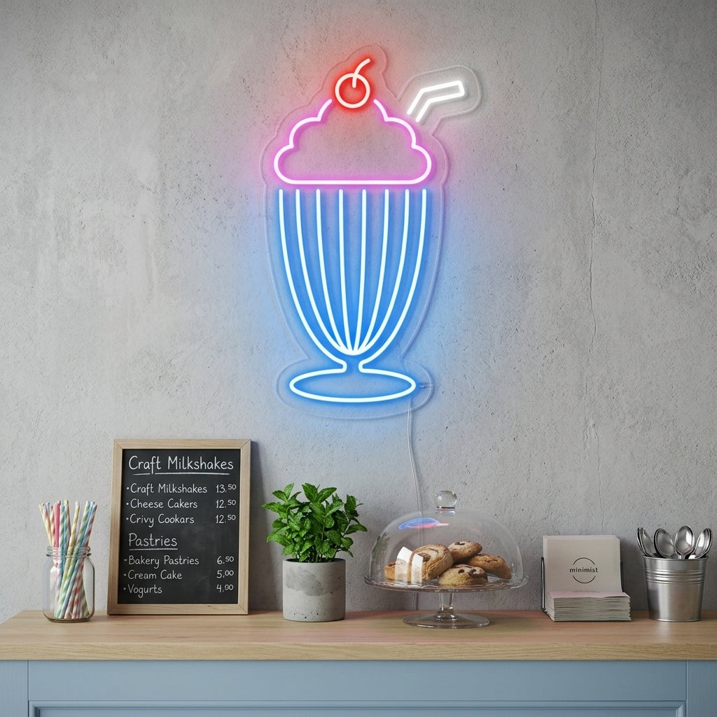 "Milkshake" Enseigne Lumineuse en Néon
