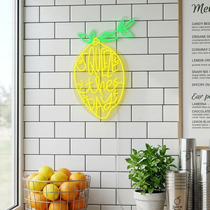 "Squeeze the Day" Enseigne Lumineuse en Néon