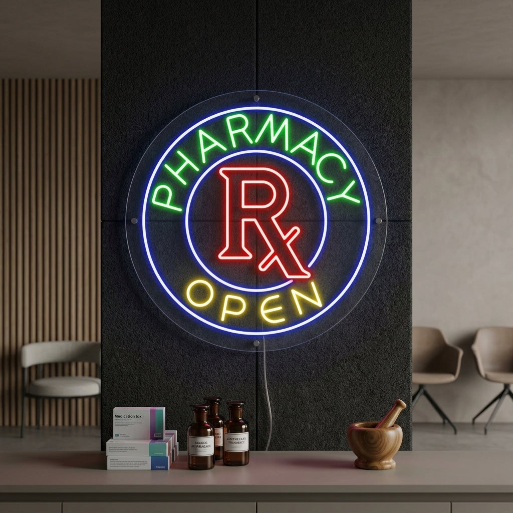 "Pharmacy Open" Enseigne Lumineuse en Néon
