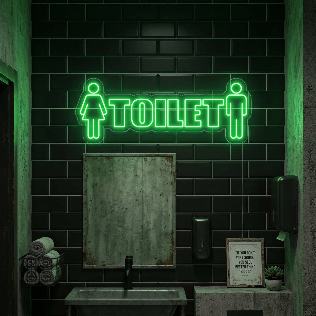 "Toilet, Homme, femme" Lumineuse en Néon