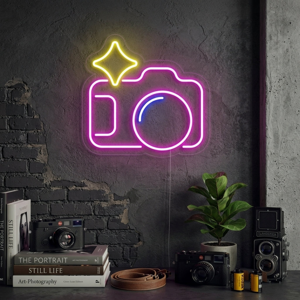 "Appareil Photo" Enseigne Lumineuse en Néon