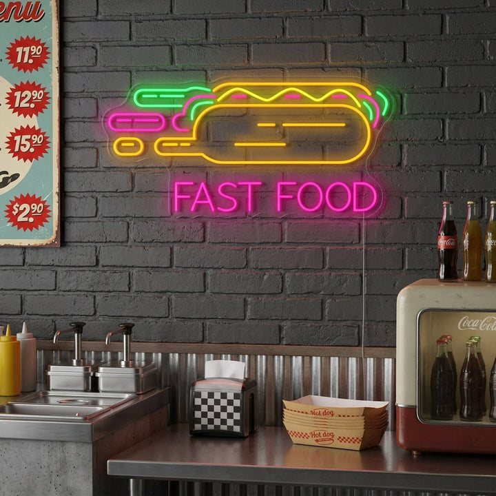 "Hot Dog Fast Food" Enseigne néon