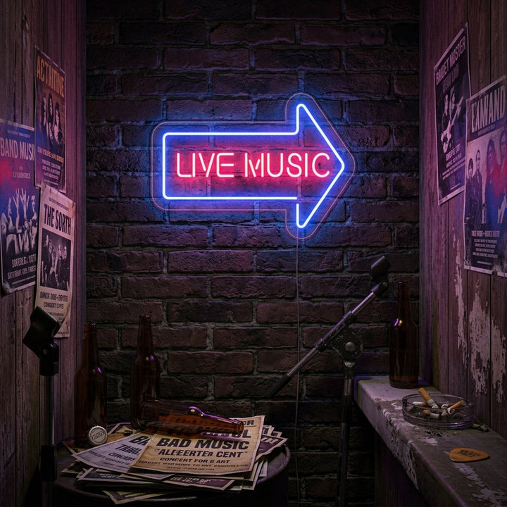 "Live Music" Enseigne Lumineuse en Néon