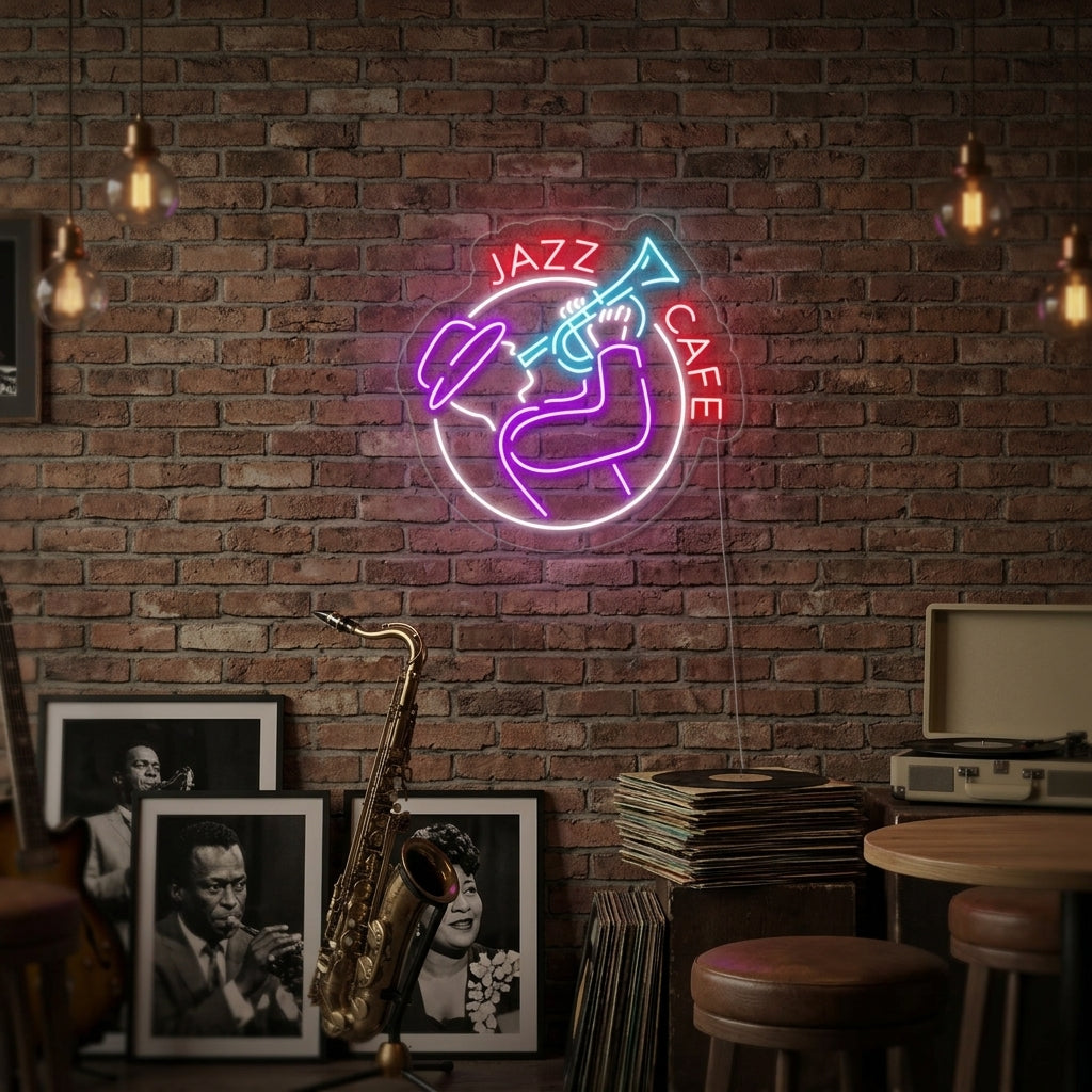 "Jazz Cafe" Enseigne Lumineuse en Néon