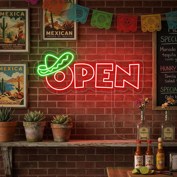 "open, Cuisine mexicaine" Lumineuse en Néon