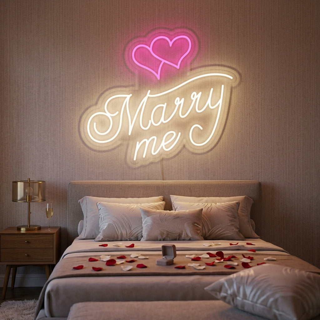 "Marry Me, Cœurs" Lumineuse en Néon